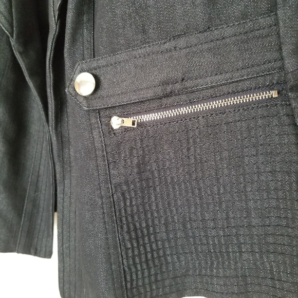 Dress Barn blue black open front zip detail blazer SZ Med - Picture 5 of 9